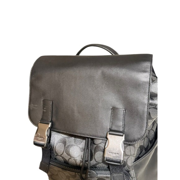 Coach Men's Track Backpack Signature Canvas In Gunmetal/Charcoal/Black C2712 - Picture 9 of 10